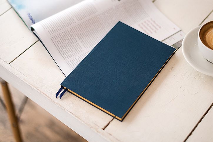 A blue notebook