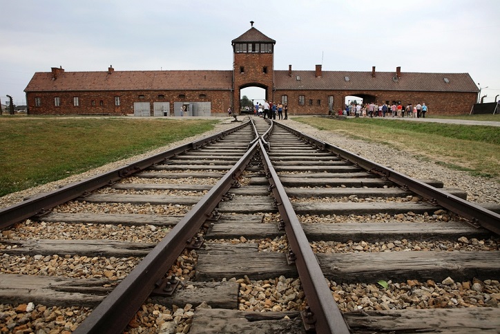 Train tracks leading to a concentration camp