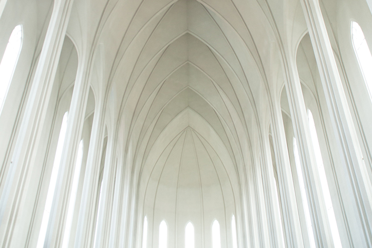 The white ceiling of a cathedral