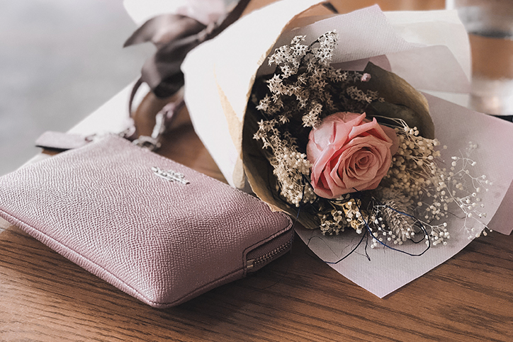 flowers and purse