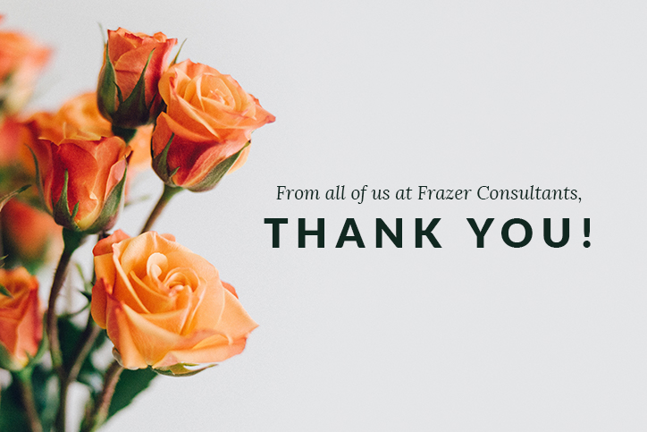 flowers with a thank-you note