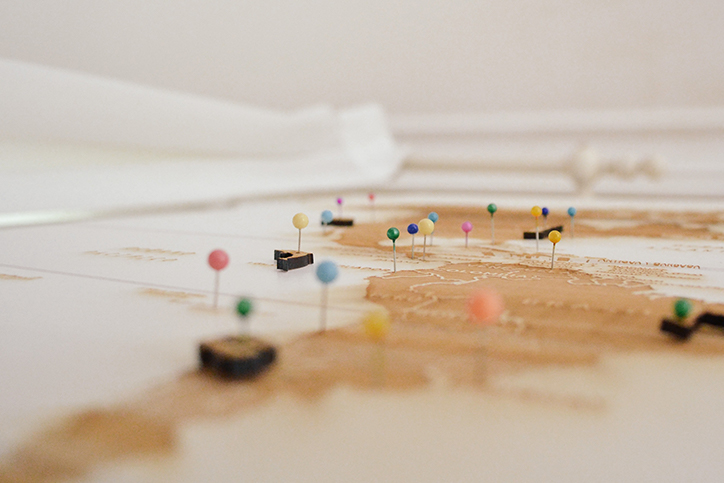 map with pins