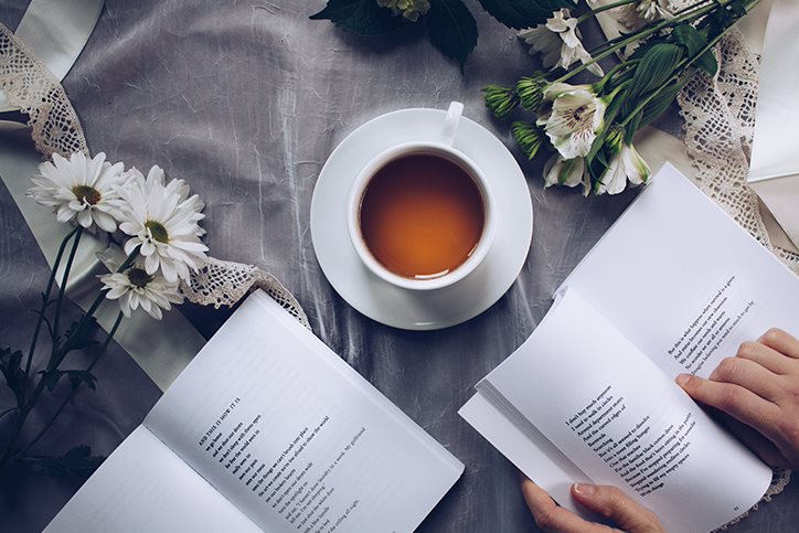 Coffee, flowers, and reading poems