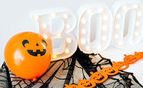 October Social Media Kit cover with Halloween decorations