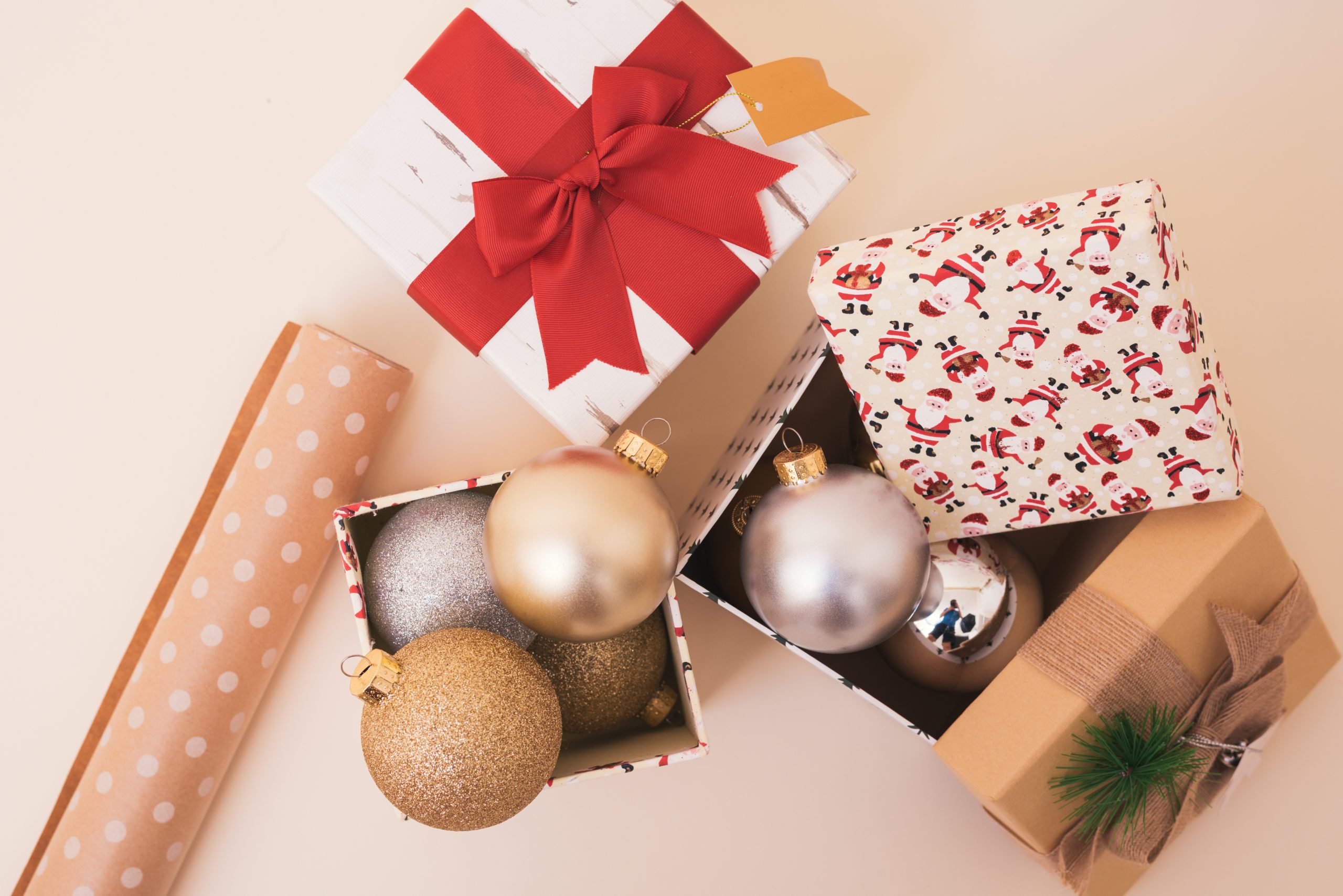Ornaments in present boxes